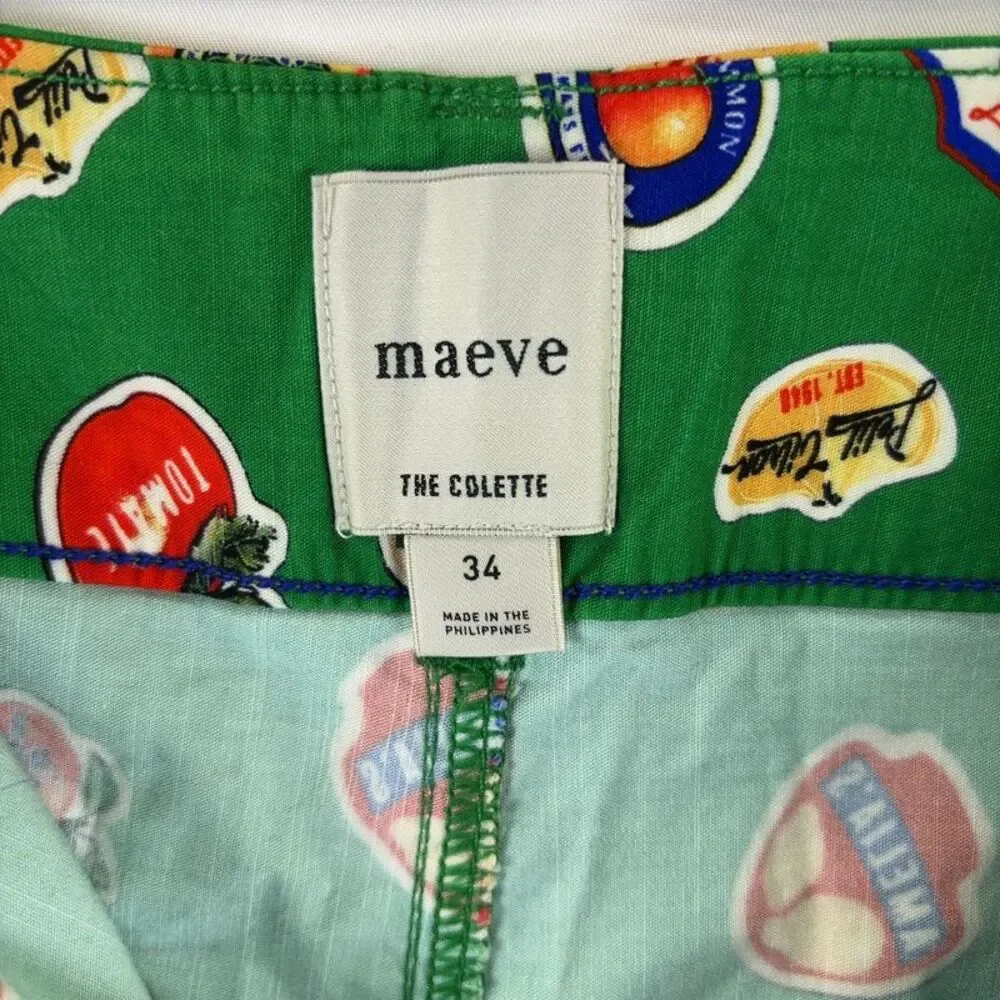 Anthropologie Green Wide-Leg Pants with Multicolor Dot Print